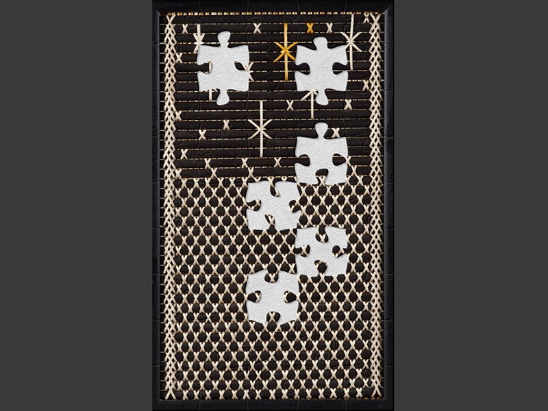 Sonia Snowden, weaver, ‘Matariki’ tukutuku panel(link is external), 2011, Otaki, kiekie, raupō, kakaho, pīngao. Te Papa (ME024103) A decorative panel with coloured flax wrapped around thin poles.