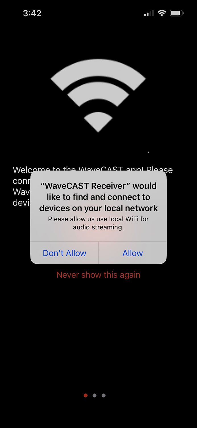 Screenshot of the WaveCAST app