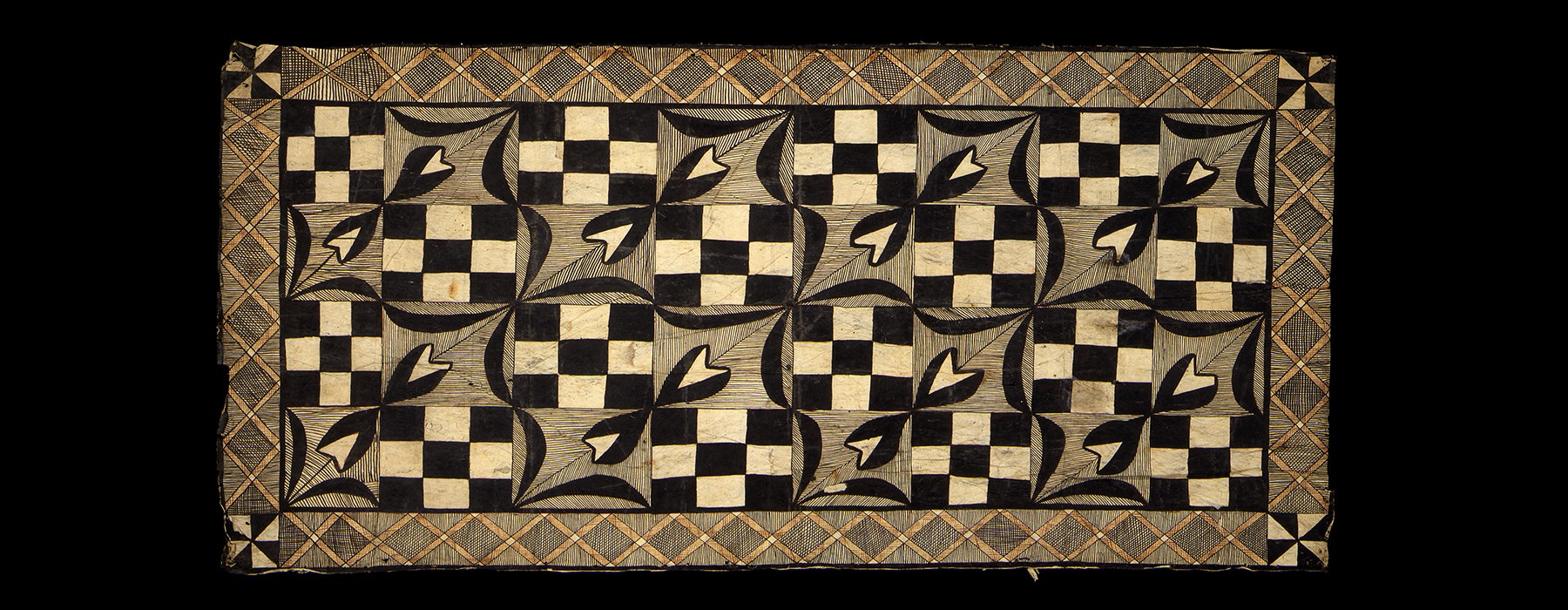A Sāmoan tapa cloth with repeating patterns