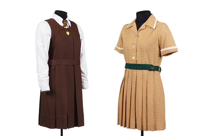 Two girls school uniforms on dressmaker dummies