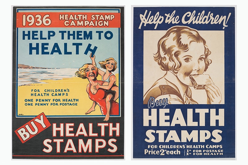 Two posters advertising health stamps.