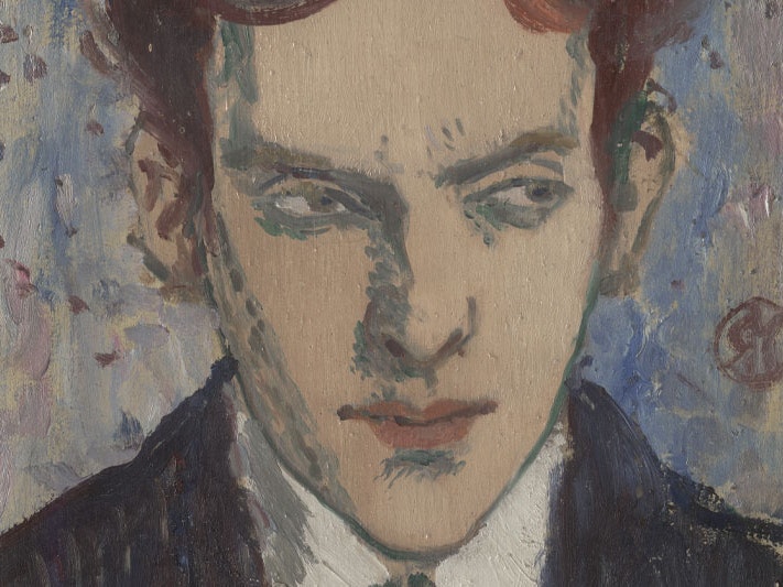 Raymond McIntyre, Edward McKnight Kauffer, about 1915, oil on panel. Gift of the estate of C Millan Thompson to mark the occasion of the retirement of the director, SB Maclennan, 1968. Te Papa (1968-0002-22)