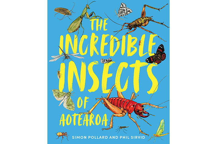 An illustrated book coer with the words in yellow surrounded by different insects.
