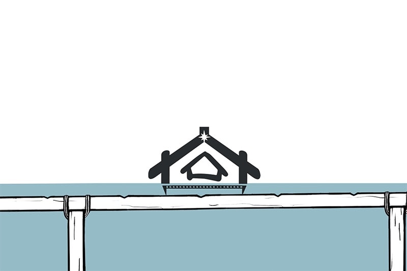 A still from an animation of houses and their positions on the railings of a boat.