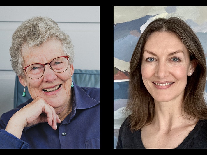 Left: Jenny Pattrick, photo by Deanna Walker. Right: Photo by Jennifer Trevelyan Two headshots of two women both smiling at the camera.