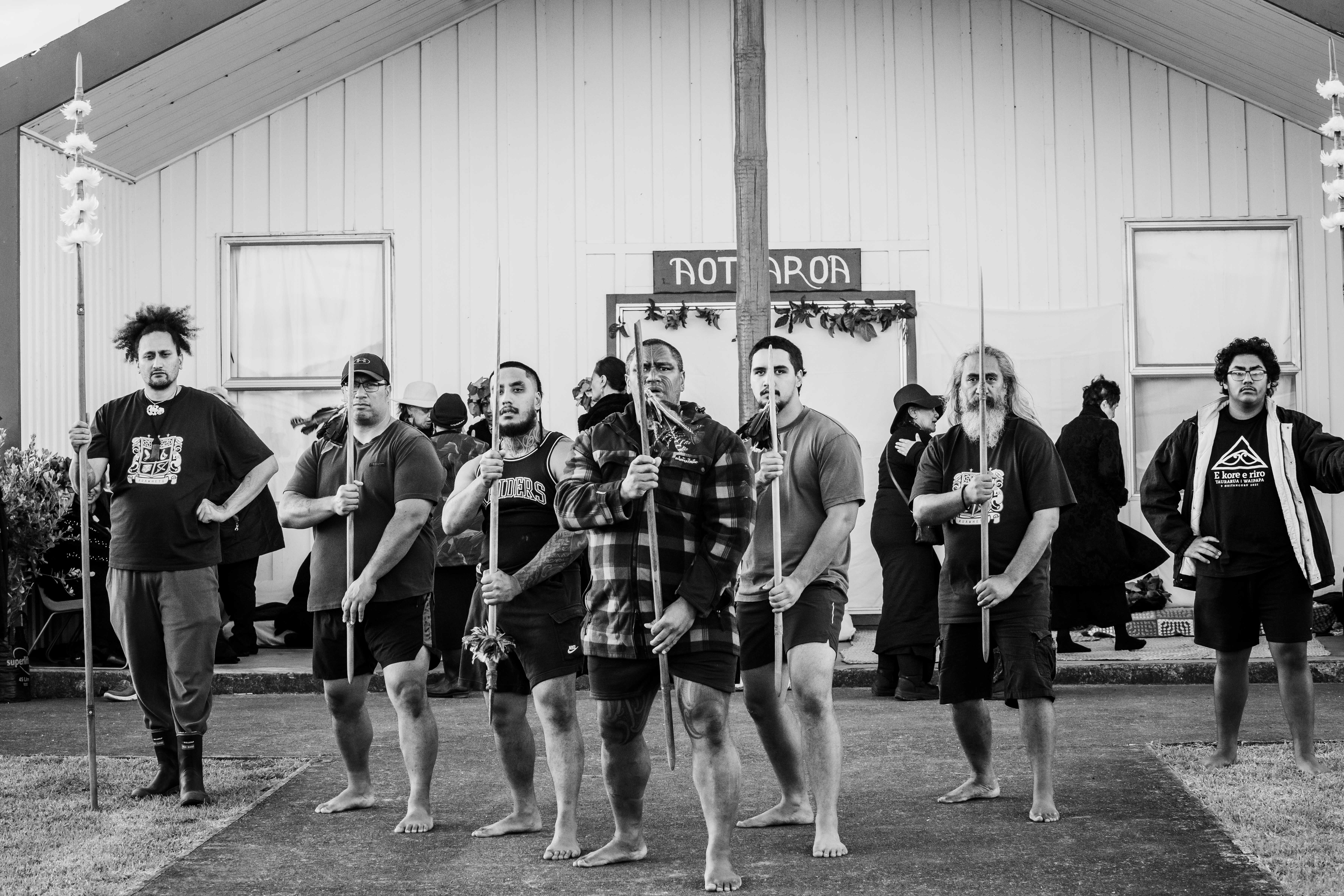 A group of people performing the haka