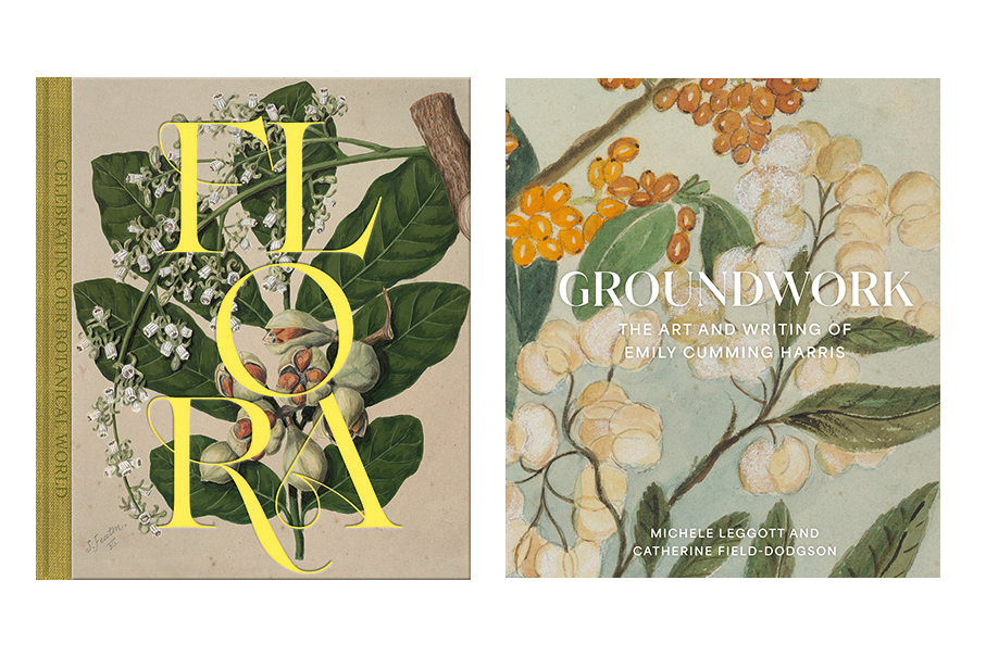 Two book covers with their titles on top of artwork of flowers.