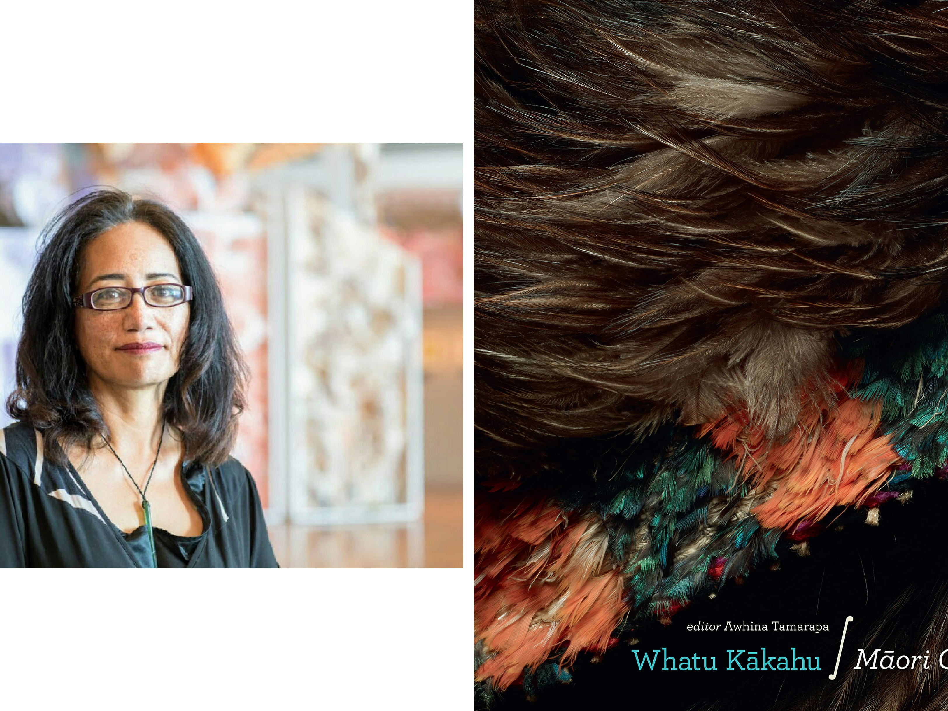 Q&A with Awhina Tamarapa, editor of Whatu Kākahu | Māori Cloaks Picture of author and a Māori cloak