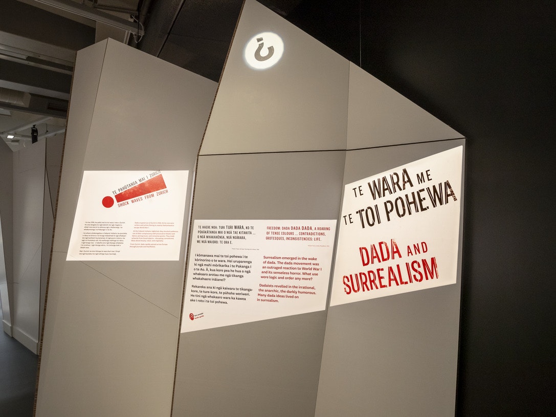 Exhibition label for Surrealist Art: Masterpieces from Museum Boijmans Van Beuningen exhibition, Toi Art Level 4. Photo by Maarten Holl, 2021 | Te Papa
