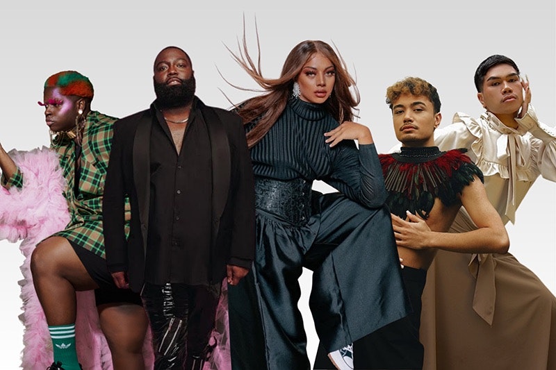 A montage of five people in different poses.