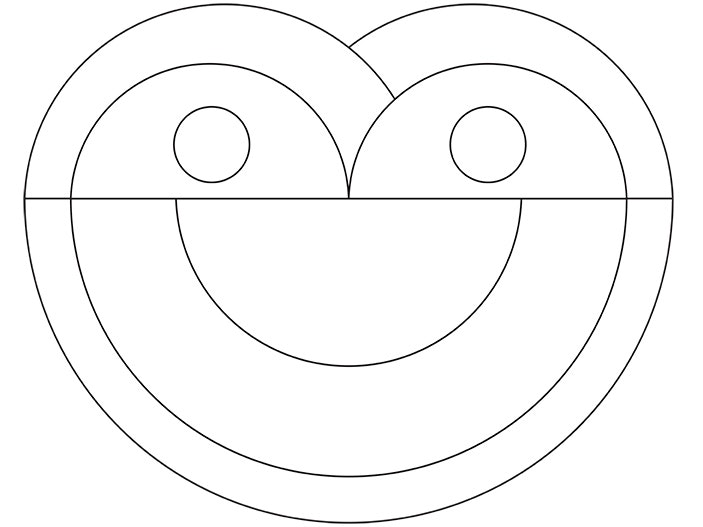 From Moriori Language Week resources. Hokotehi Moriori Trust A white rectangle with a black-outlined stylised face for colouring in.