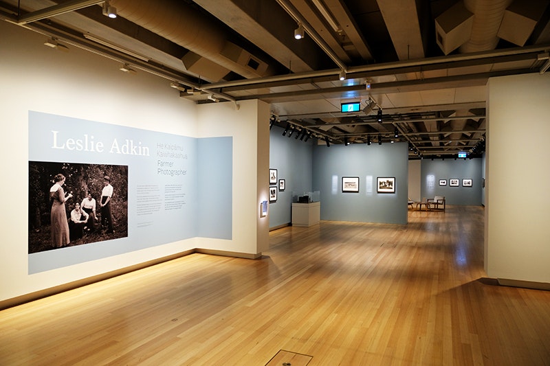 Photograph installation in an art gallery.