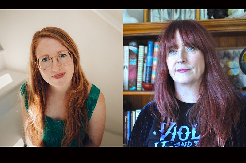 Two head-and-shoulder photos of two long-haired women.