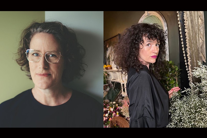 A split image of two women posing and looking at the camera.